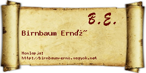 Birnbaum Ernő névjegykártya