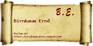 Birnbaum Ernő névjegykártya